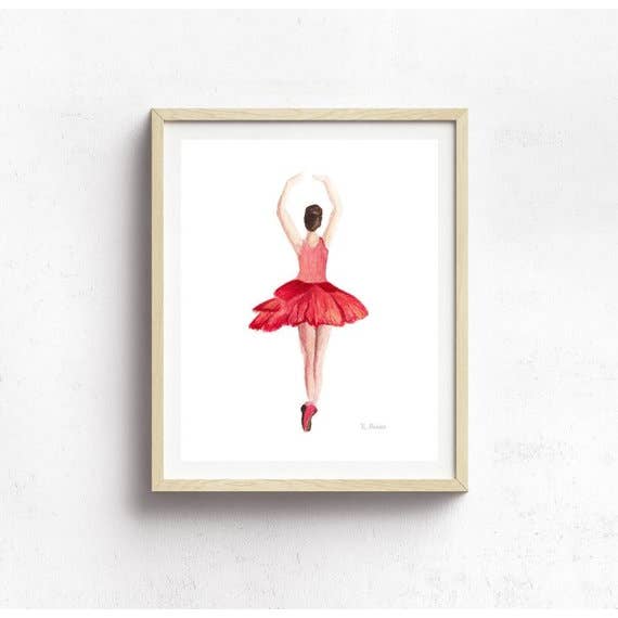 Ballerina Watercolor Art Print for wholesale by Rachel Alvarez Art