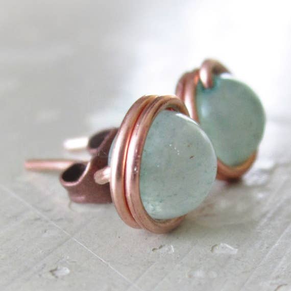 Pendientes Aventurina Verde Mar+Cobre para venta al por mayor de Contempo Jewelry