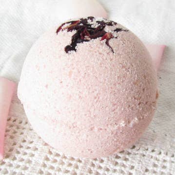 Sheep Milk Bath Fizzie - Soothing Rose Hibiscus for wholesale by Sheep Shop