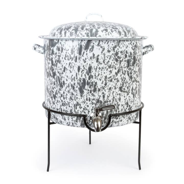 Crow Canyon Home - Wholesale Drink Dispenser - Splatter Enamelware Beverage Dispenser with Stand