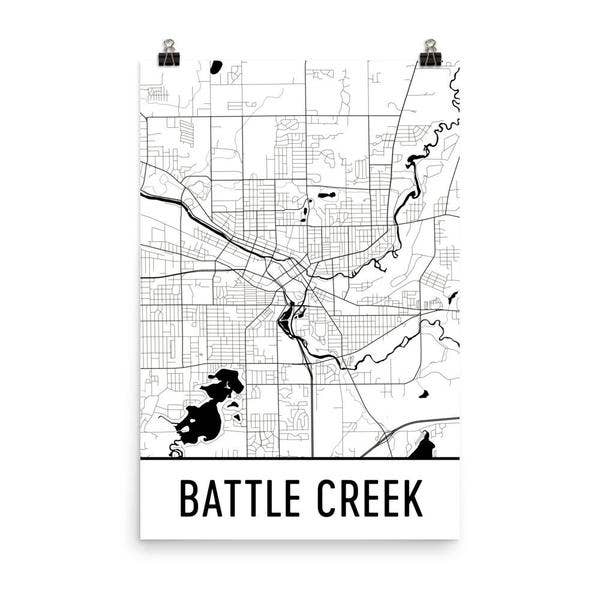 Modern Map Art - Wholesale Poster - Battle Creek Street Map Poster 8" x 10"0