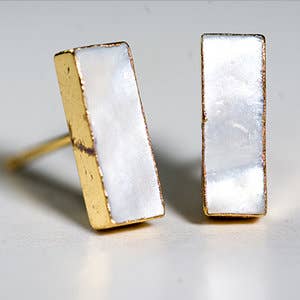 Mother Of Pearl Bar Studs for wholesale by Leslie Francesca Designs