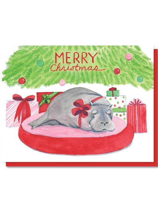 Hippopotamus for Christmas Card for wholesale by The Lavender Whim