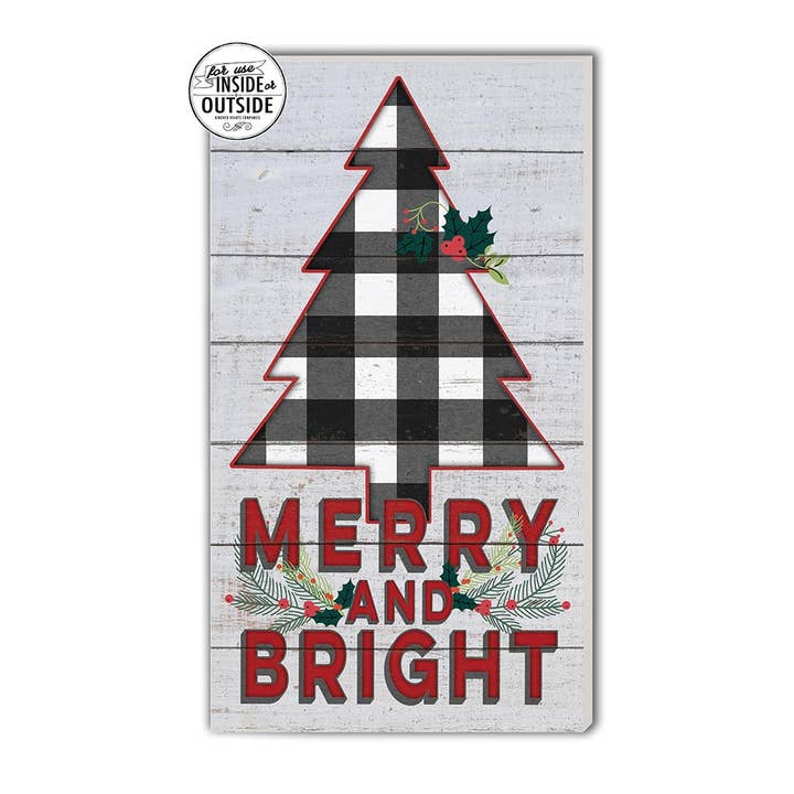 11x20 Merry And Bright Whitewash Indoor/Outdoor Sign for wholesale by Kindred Hearts