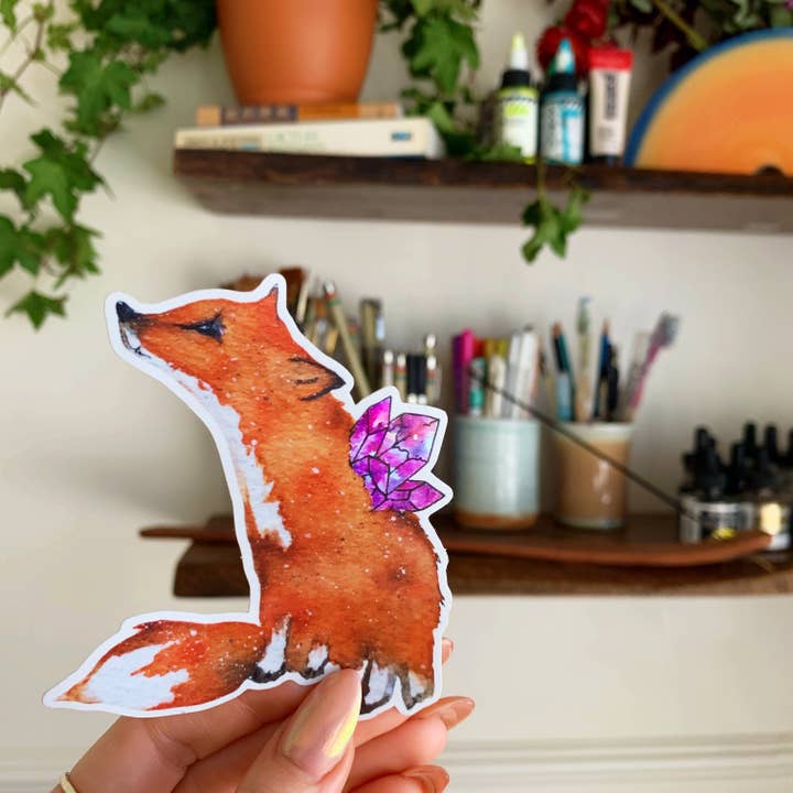 Fox Holographic Sticker for wholesale by Jess Weymouth