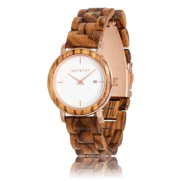 HOT&TOT - Wholesale Wrist Watch - Women's - EOS | Wood watch for women | Sustainable | Rose gold steel