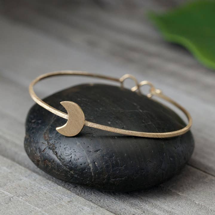 Brushed Brass Crescent Moon Bracelet for wholesale by Baizaar
