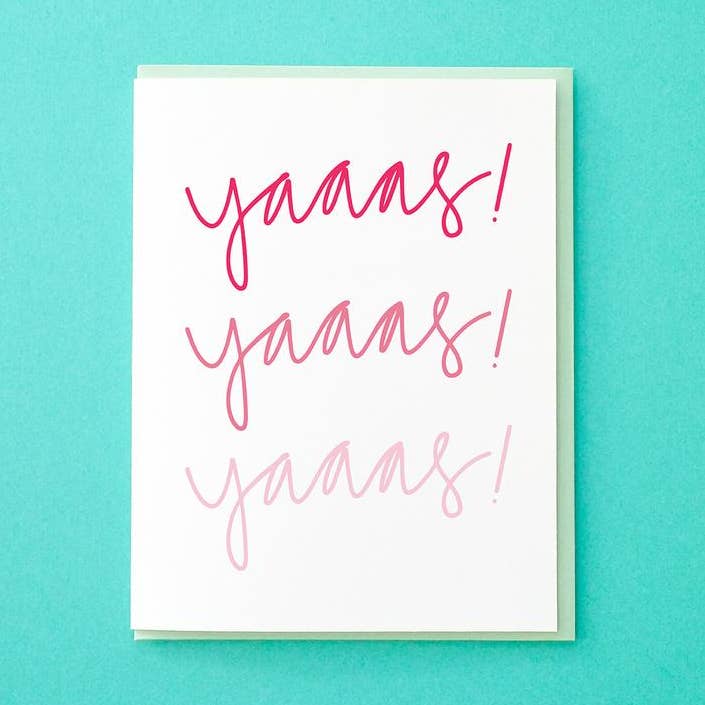 Yaaas! Yaaas! Yaaas! - Congratulations Card. Grad Card for wholesale by Tick Tock Press