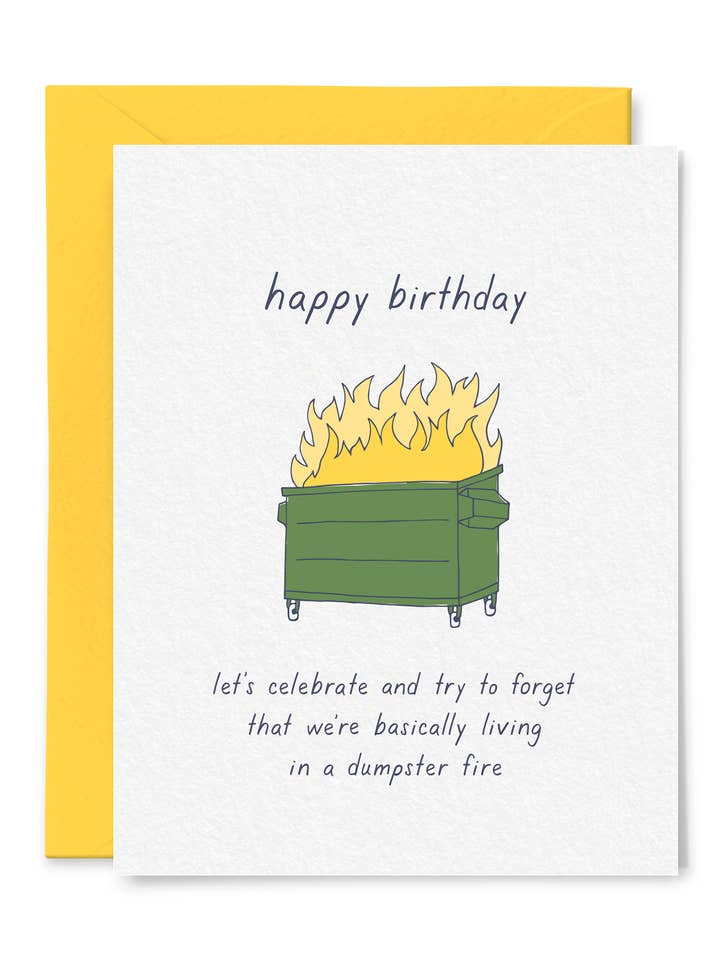 Dumpster Fire Geburtstagskarte für den Großhandel von Tiny Hooray