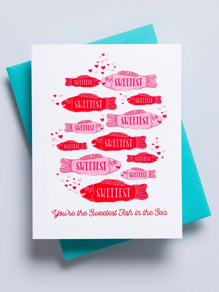 Sweetest Fish In The Sea - love, anniversary, greeting card for wholesale by Richie Designs