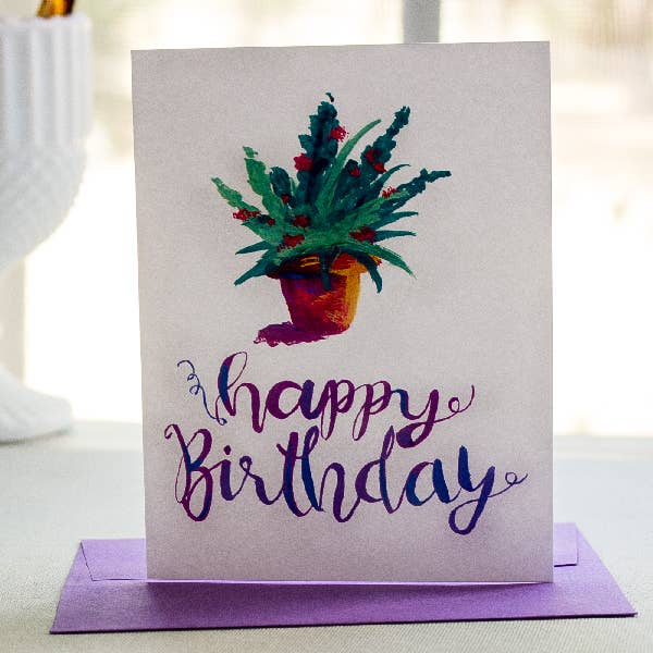 Houseplant Birthday Card for wholesale by Sunshine and Ravioli