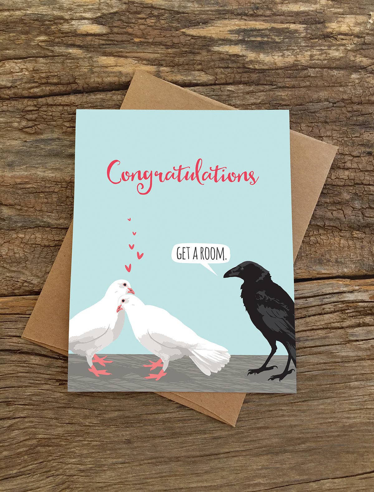 Modern Printed Matter - Wholesale Congratulations Card - Get a Room Doves Card1