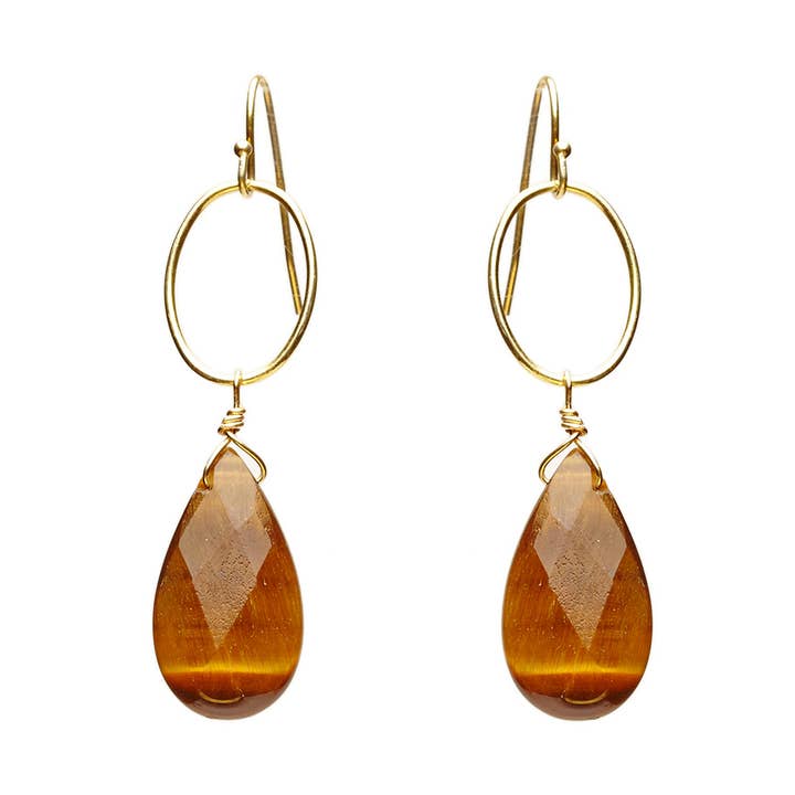 Oro - Orecchini a goccia Occhio di Tigri per la vendita all'ingrosso da parte di Alicia Marilyn Designs