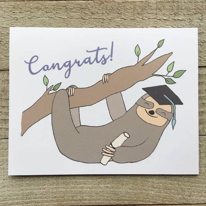 Sloth Graduation Card for wholesale by Ink Delights