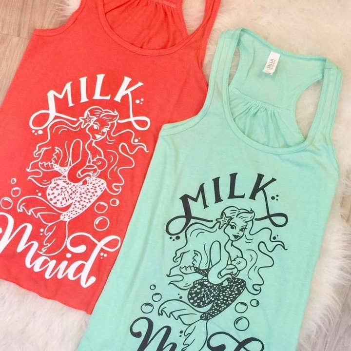 Limited Edition Milk Maid Racerback Tank Tops - Coral for wholesale by spillthebeansetc