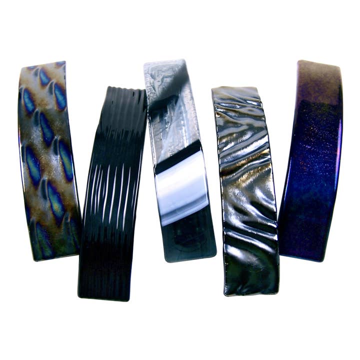 Hårspænder Skjoldede Glas Sort og Hvid Stor Størrelse for engroshandel hos Glass Town USA