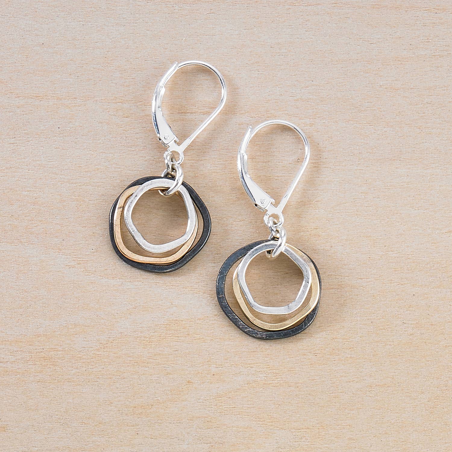 Freshie & Zero - Wholesale Dangle Earrings - Mixed Metals Mini Caldera Earrings hammered dainty circles3