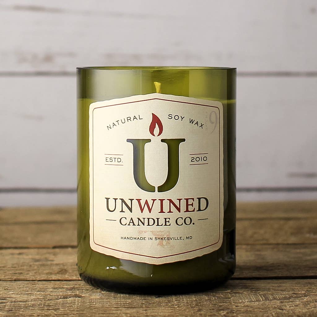 Unwined Candles - Wholesale Jar/Filled Candle - Oak & Amber Signature Series - Wine Bottle Candle1