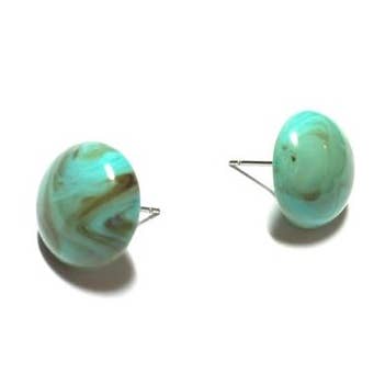 Turquoise Marbled Retro Button Studs Earrings for wholesale by Leetie Lovendale