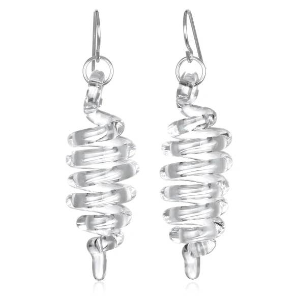 Roxann Astra Slate - Wholesale Dangle Earrings - Glass Thin Dimensional Spring Earrings