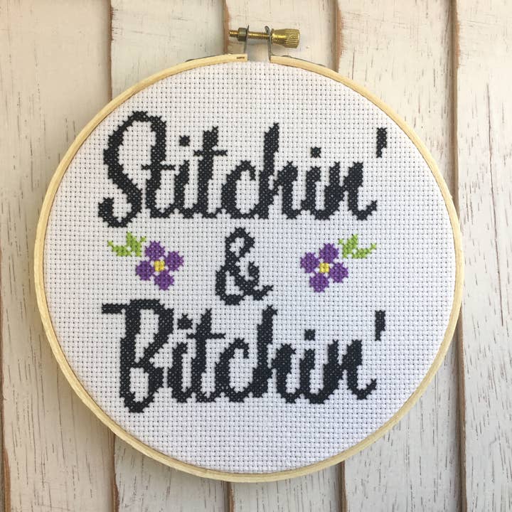 Stitchin' & Bitchin' Counted Cross Stitch DIY KIT for wholesale by Spot Colors