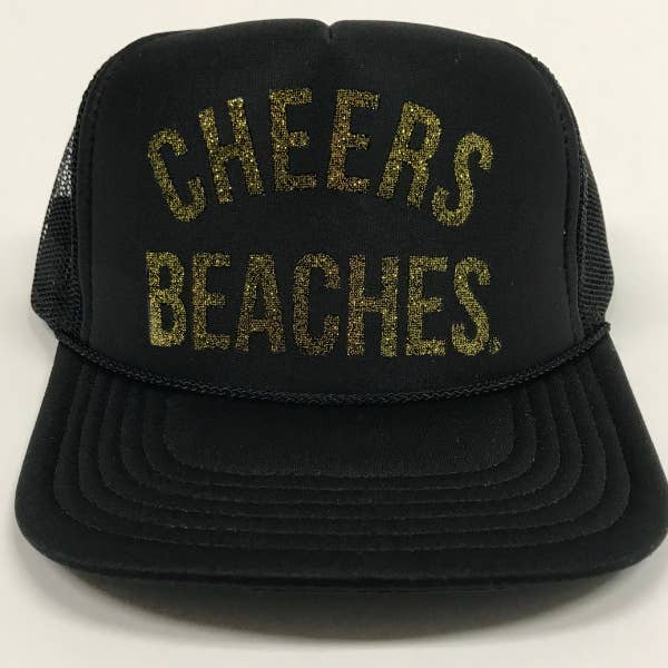 Cheers Beaches - Vente Casquette de camionneur – femme - Chapeau de camionneur Cheers Beaches : noir et pailleté doré3