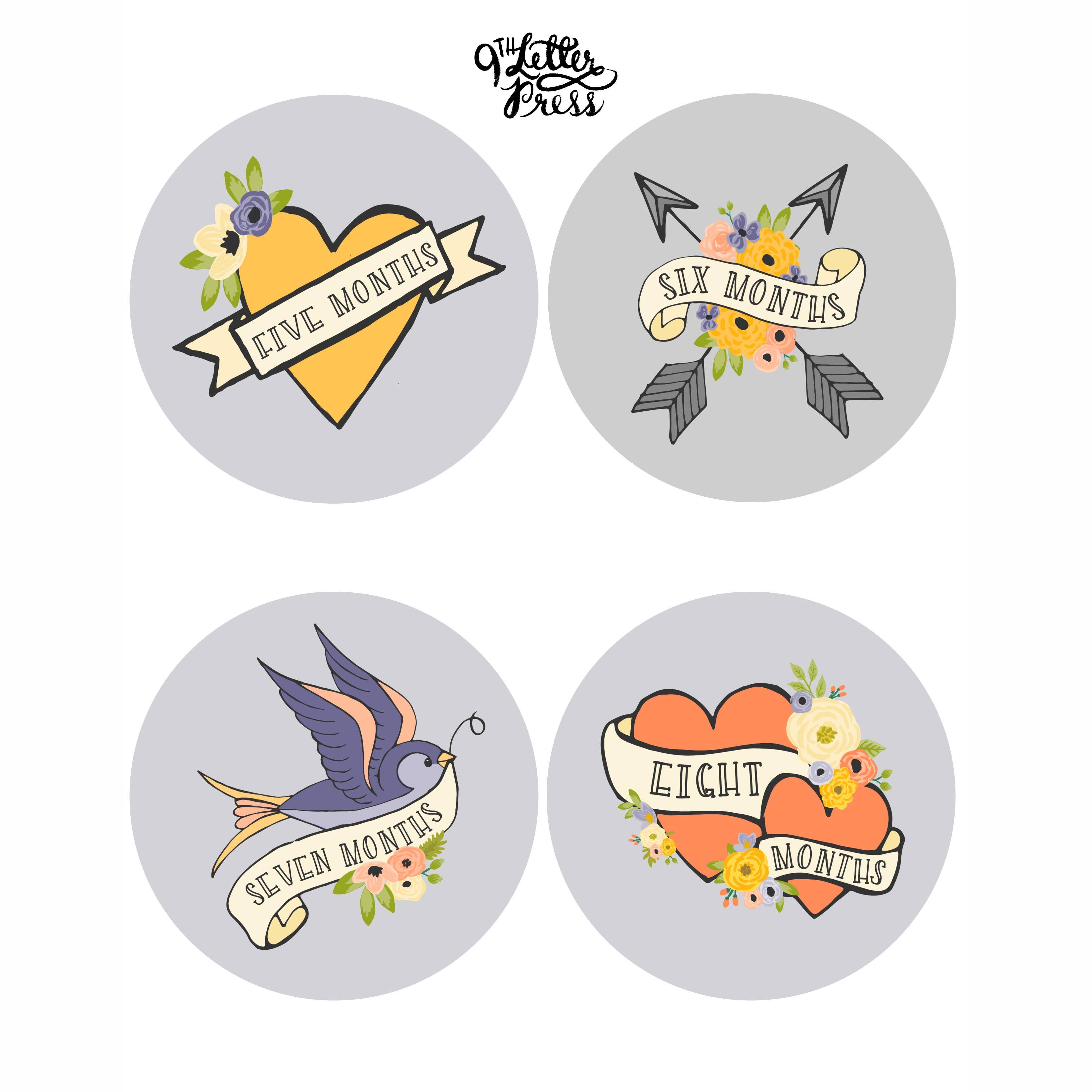 9th Letter Press - Wholesale Sticker - Kids & Baby - Month to Month Onesie Stickers2