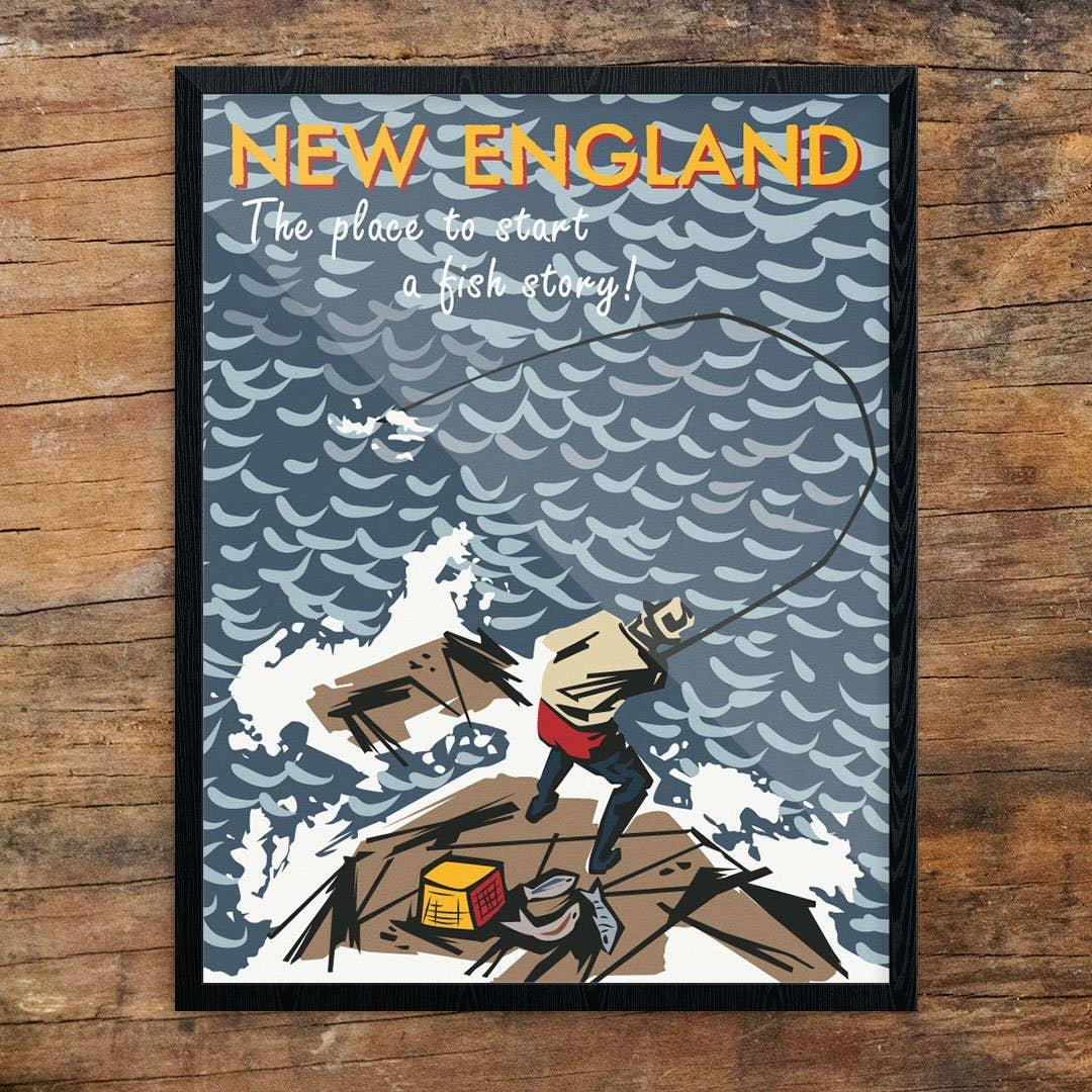 Fridgedoor - Wholesale Everyday Greeting Card - 5'' x 7'' New England the Place to Start a Fish Story Greeting Card0