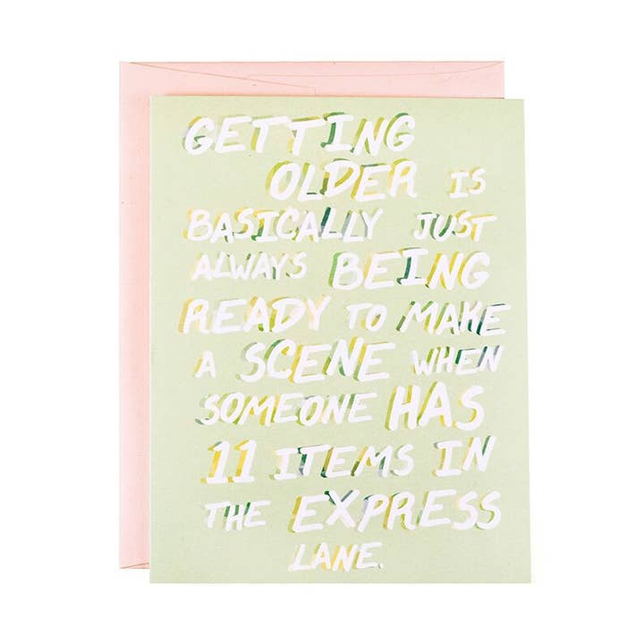 Express Lane fødselsdagskort for engroshandel hos The Witty Gritty Paper Co.