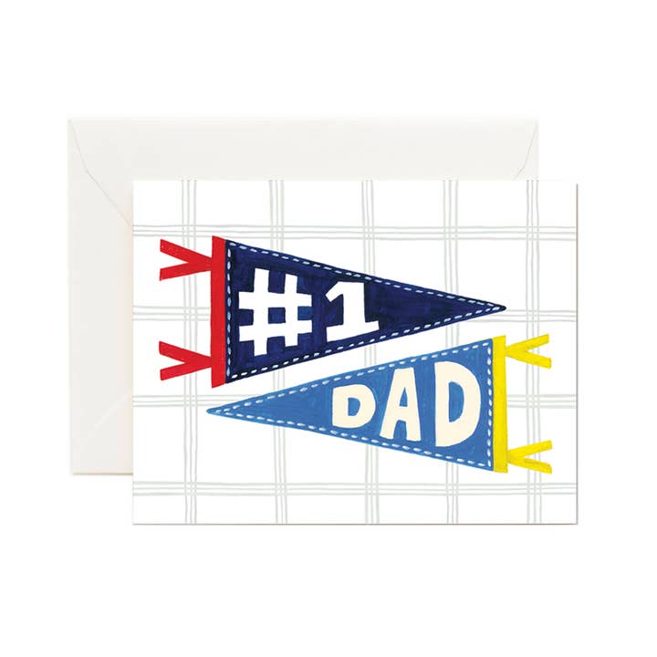 #1 Dad Card, Father's Day Card, Pennant Dad Card for wholesale by Forage Paper Co.