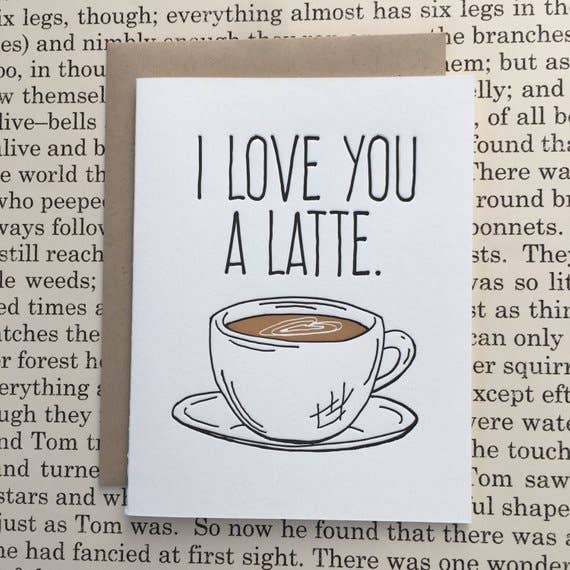 Lucky Bee Press - Wholesale Love Card - I Love You a Latte - letterpress card1