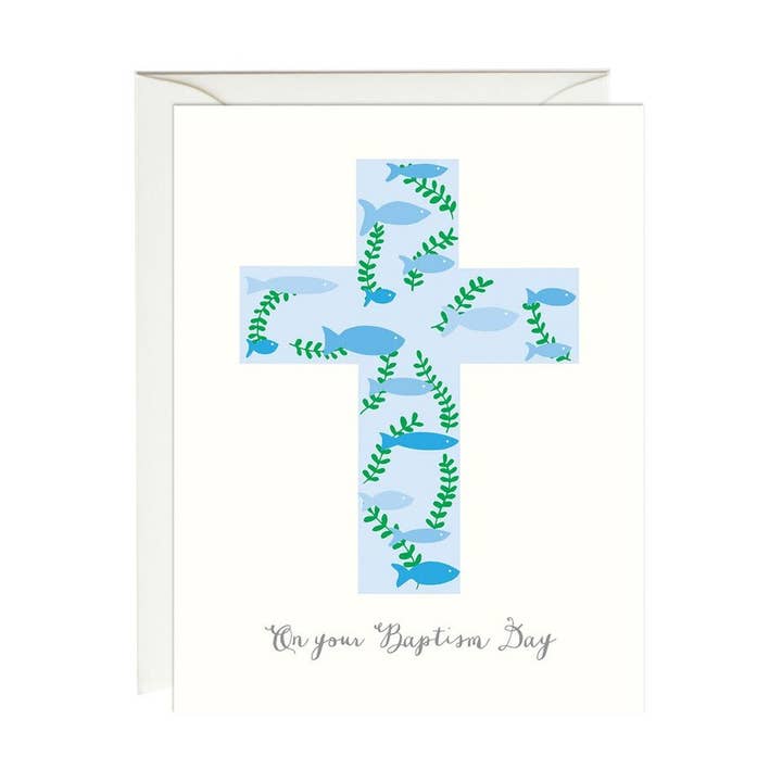 Baptism Cross Card for wholesale by Paula & Waffle