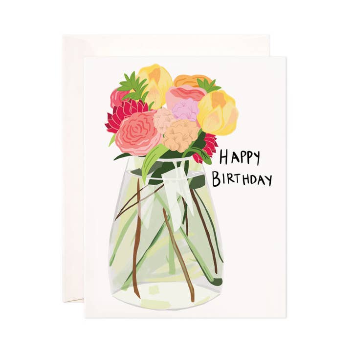 Flower Vase Birthday Greeting Card - Floral Birthday Card for wholesale by Bloomwolf Studio