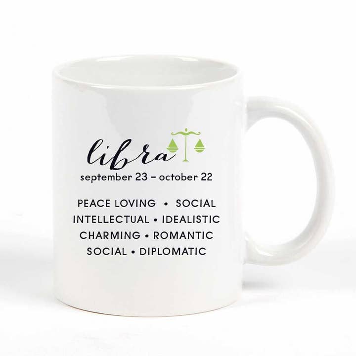 Libra Zodiac Mug for wholesale by Potluck Press