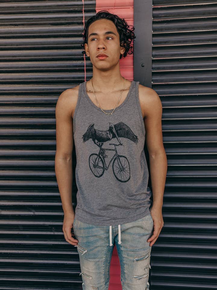 Pelican On A Bicycle Débardeur pour homme pour la vente par Dark Cycle Clothing