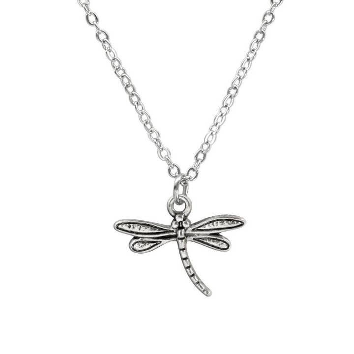 Silver Dragonfly Charm Layered Necklace | 18" Chain for wholesale by O Yeah Gifts
