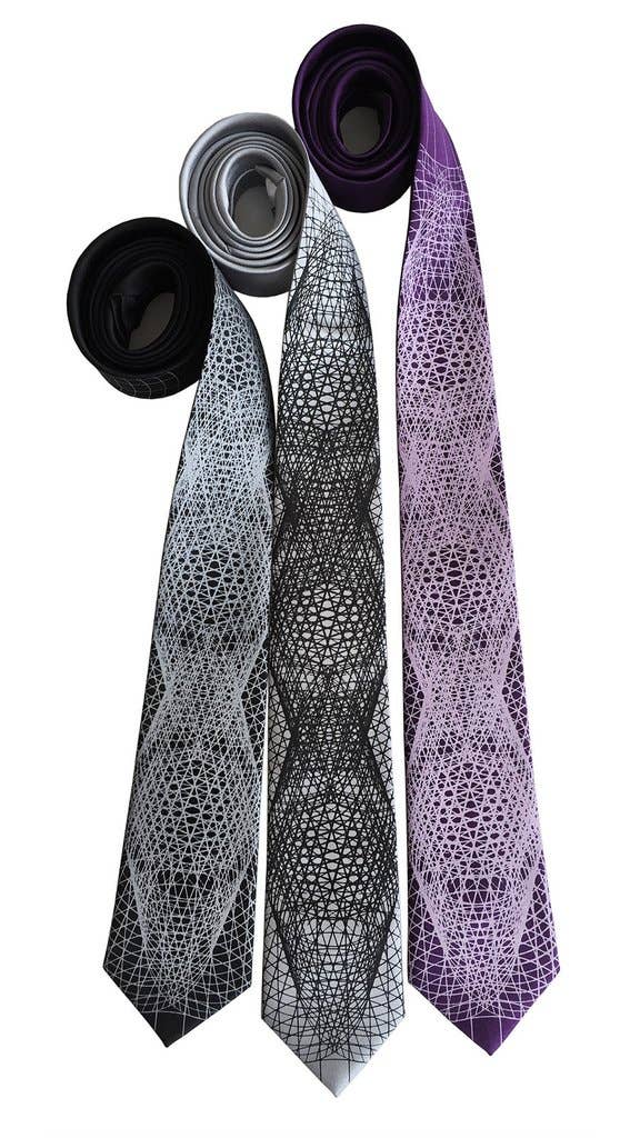 Cyberoptix Tie Lab - Wholesale Necktie - Men's - Wormhole Necktie. Geometric Op Art Print Tie0