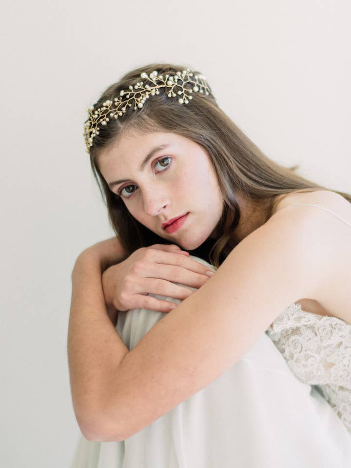 Cream Delicate Pearl Crown for wholesale by Acute Designs