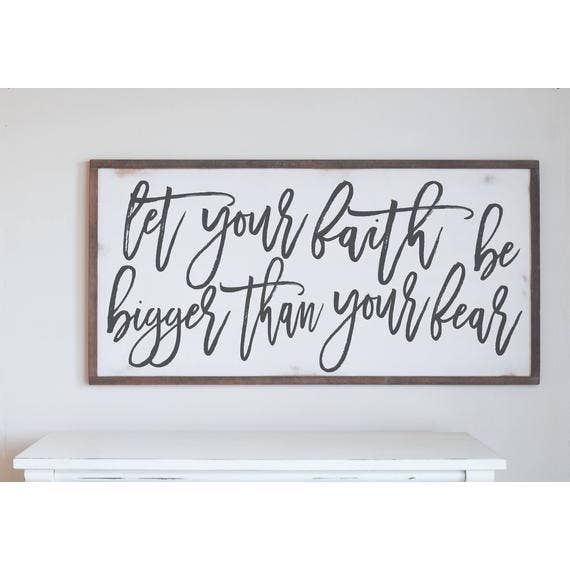 Panneau en bois Let Your Faith 16" X 32" pour la vente par Willow and Blush Designs