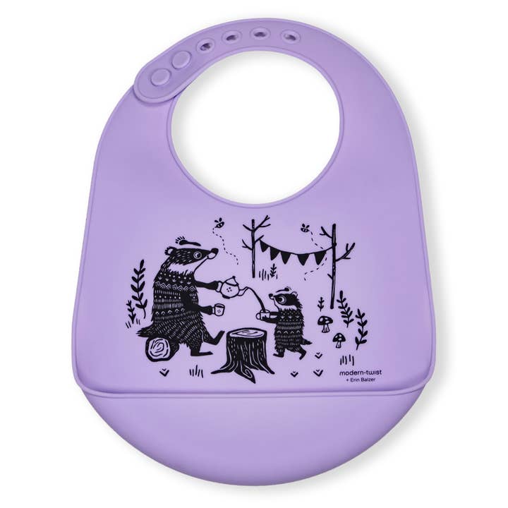 Bucket Bib: Badger Family - Lavender for wholesale by modern-twist