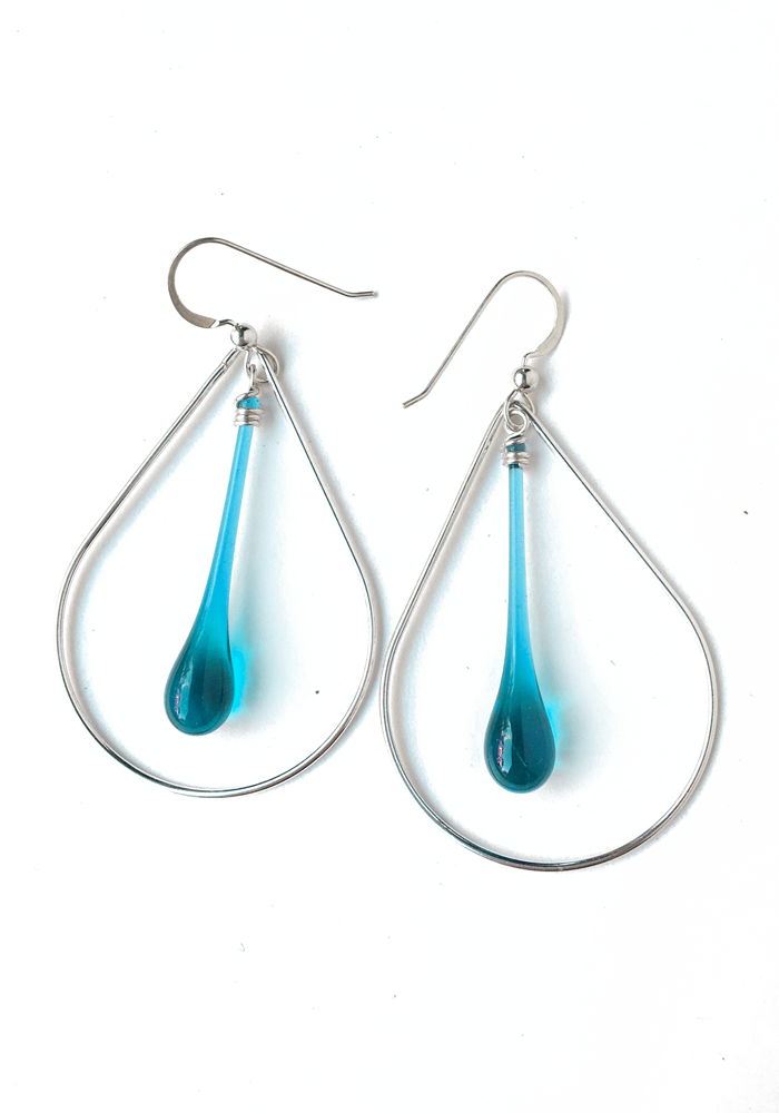 Sundrop Jewelry - Wholesale Dangle Earrings - Laceleaf Glass and Silver Earrings6