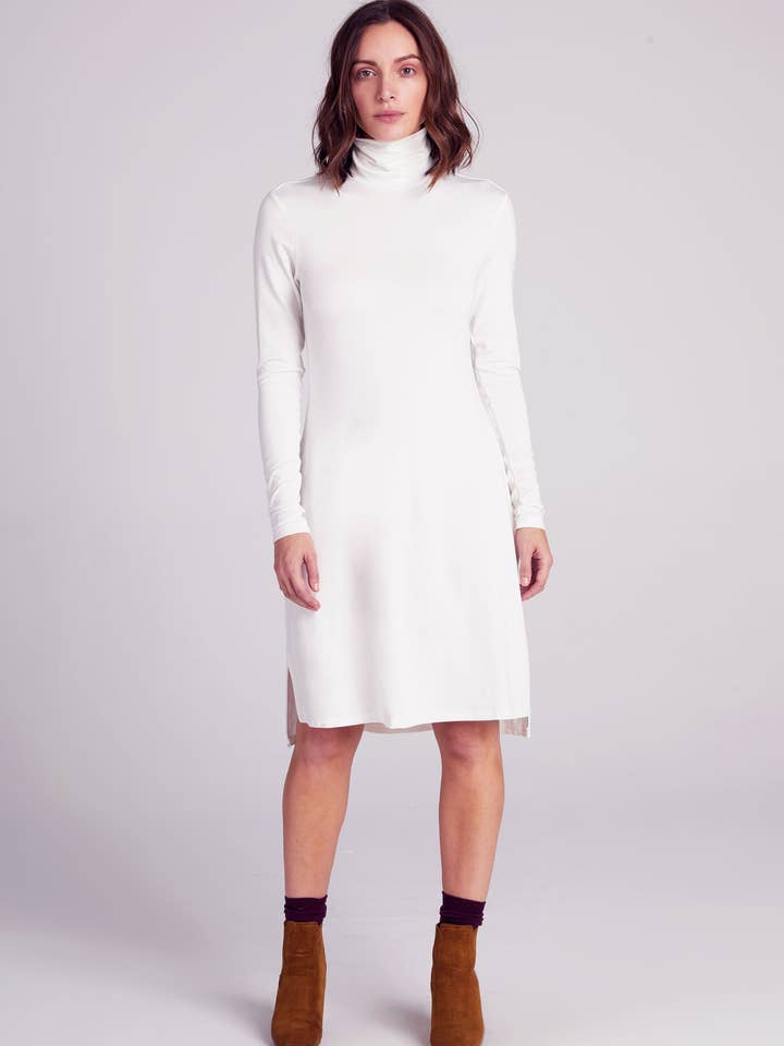 Turtle Dress Heavy Jersey - White for wholesale by A.Lynn