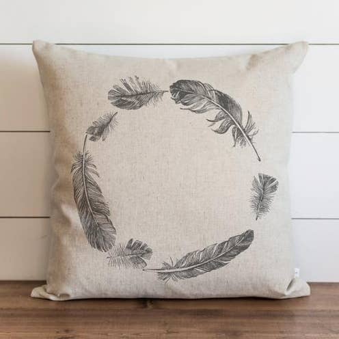 Feather Wreath Pillow Cover for wholesale by Porter Lane Home
