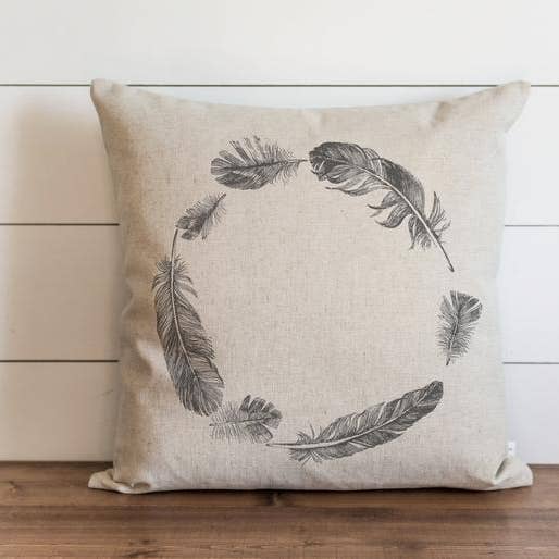 Feather Wreath Pillow Cover for wholesale by Porter Lane Home
