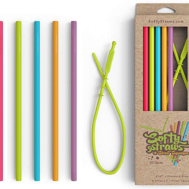 8.25 Long Slender Reusable Silicone Straws for wholesale by Softy Straws