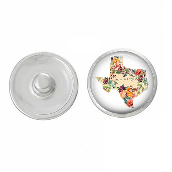 Say It in A Snap Jewelry - Wholesale Lapel Pin/Button - State Snaps - Floral - Available for All 50 States2