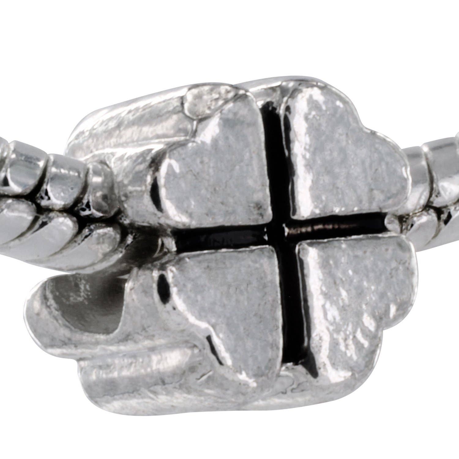 West Coast Jewelry - Wholesale Individual Charm/Pendant - Four Leaf Clover Silver Tone Bead1