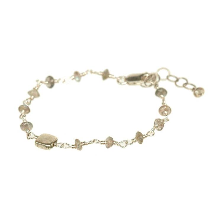 Alicia Marilyn Designs - Wholesale Charm/Dangle Bracelet - Gold - Square Nugget W/ Labradorite