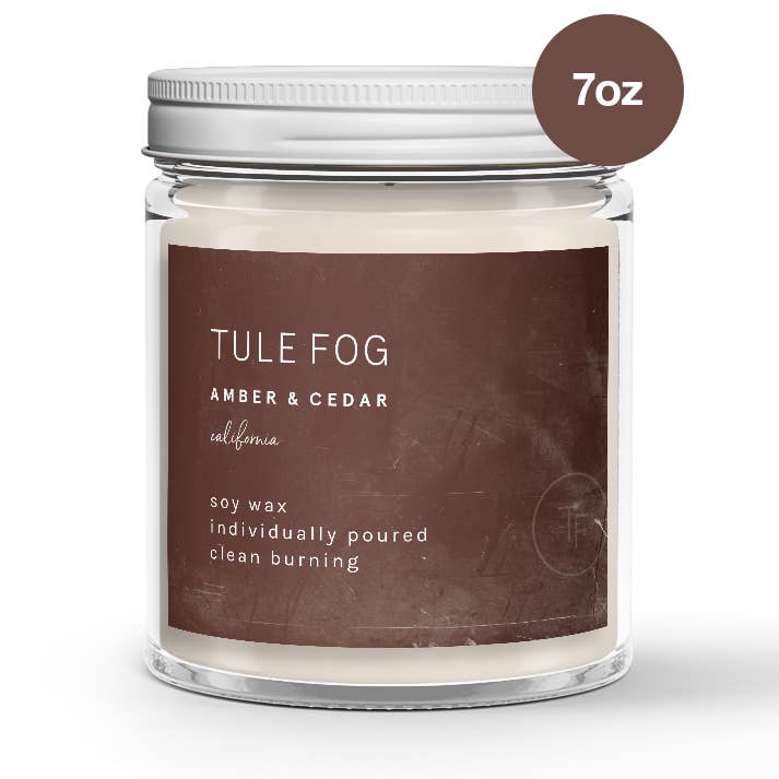 Amber + Soja Cedar Duftkerze, für den Großhandel von Tule Fog Candles