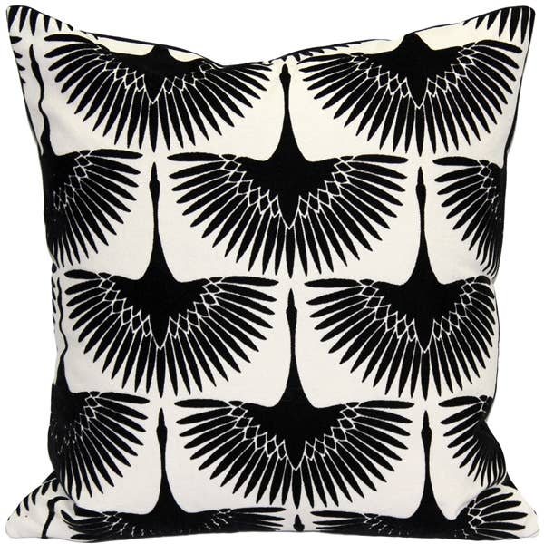 22" x 22" Winter Flock Black and White Throw Pillow for wholesale by Pillow Decor